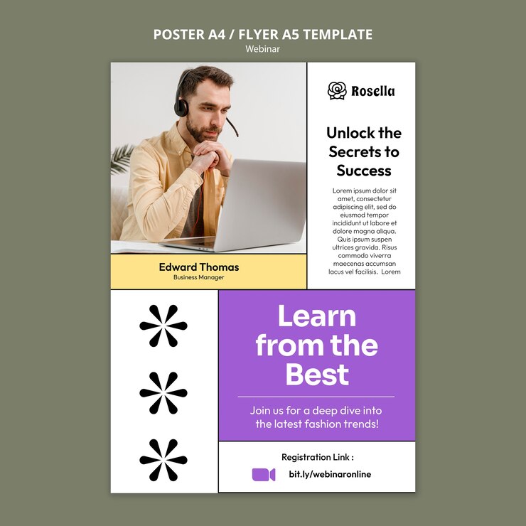 PSD gratuit modèle de webinaire design plat
