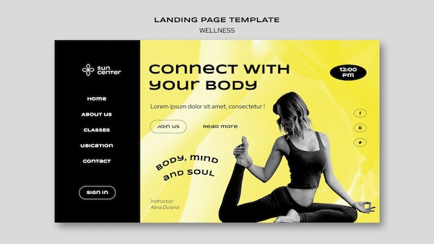 PSD gratuit modèle de yoga bien-être design plat