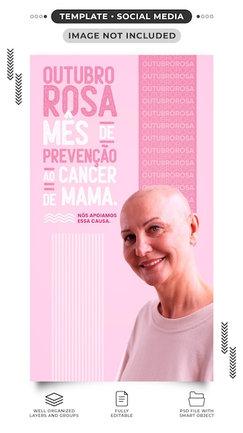 PSD gratuit modèles d'histoires mois de la prévention du cancer du sein rose d'octobre