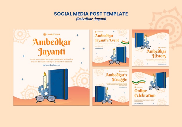 PSD gratuit modèles de publications instagram ambedkar jayanti