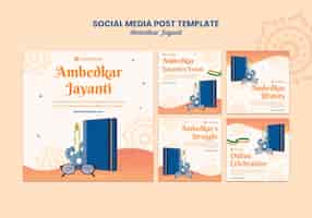 PSD gratuit modèles de publications instagram ambedkar jayanti