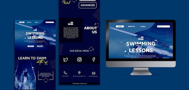 PSD gratuit modèles web de cours de natation avec photo