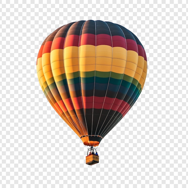PSD gratuit une montgolfière à rayures s'élève haut dans le ciel
