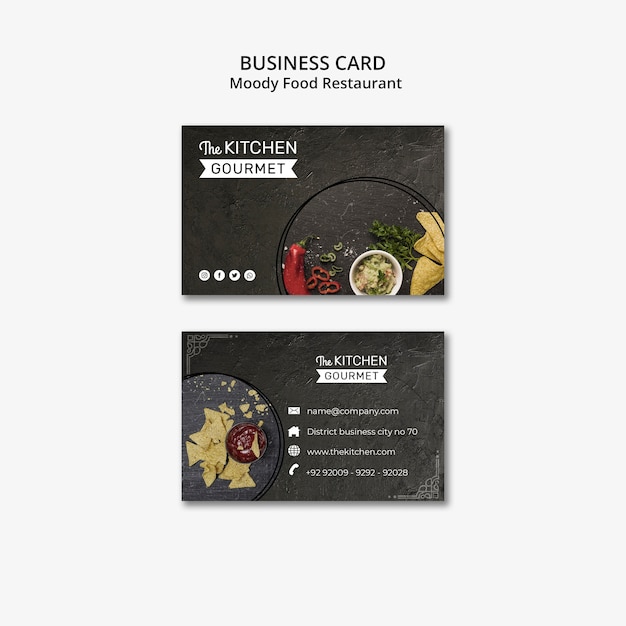 PSD gratuit moody food restaurant carte de visite concept maquette