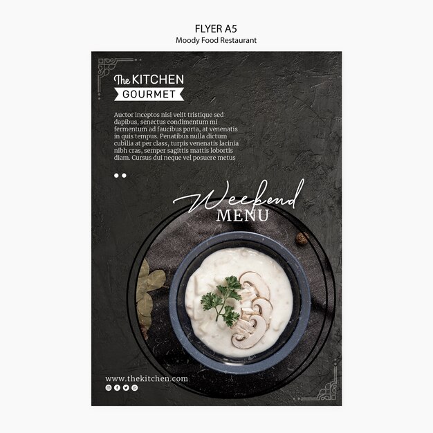 Moody food restaurant flyer concept mock-up