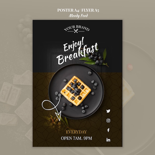 PSD gratuit moody food restaurant poster concept mock-up