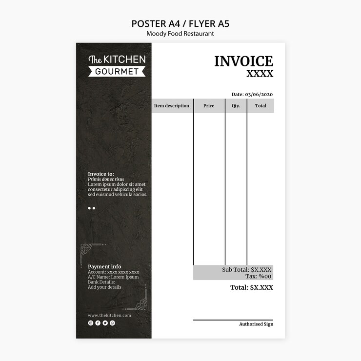 PSD gratuit moody food restaurant poster concept mock-up