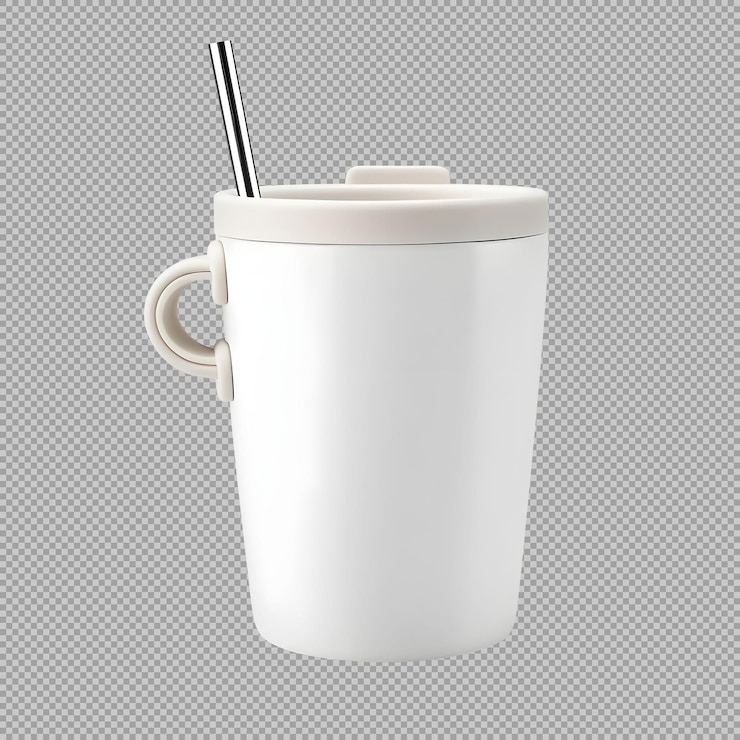 PSD gratuit mug thermos avec de la paille isolé sur fond