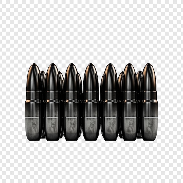 PSD gratuit des munitions noires en 5 56 mm isolées sur un fond transparent
