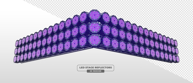 PSD gratuit mur lumineux led en forme de v massif avec rendus 3d par violets et bleus