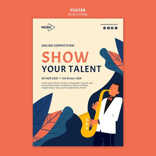 Musique modèle d'affiche du festival