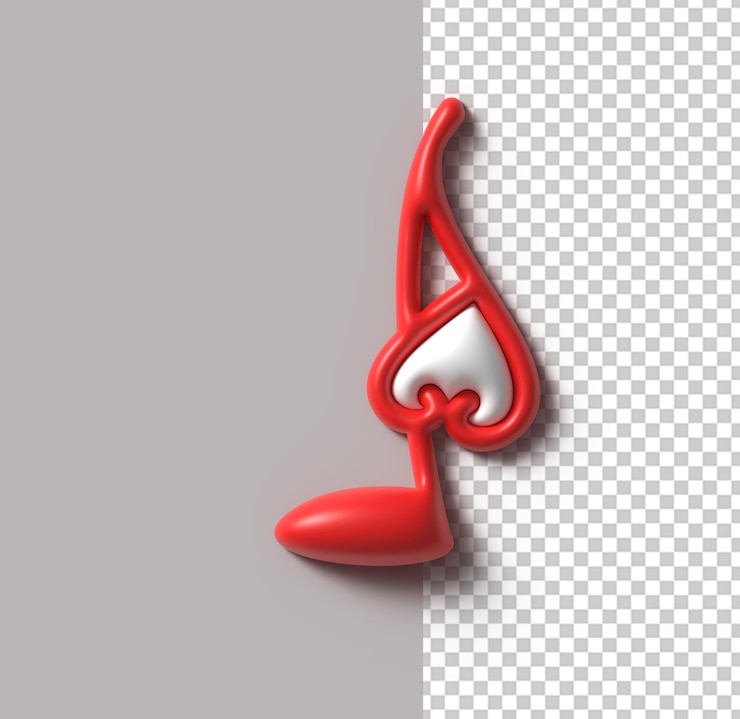 PSD gratuit musique moderne 3d logo coeur clef symbole fichier psd transparent
