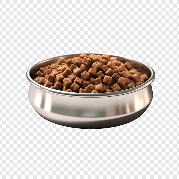PSD gratuit nourriture pour chien dans un bol en acier isolé sur fond transparent