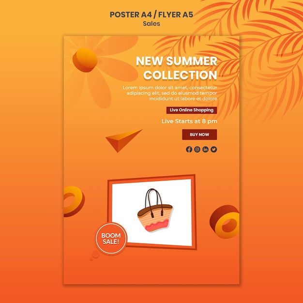 PSD gratuit nouveau modèle d'affiche de collection d'été