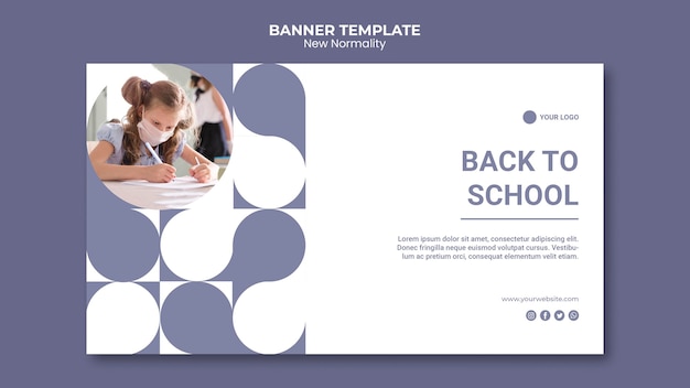 PSD gratuit nouveau modèle de bannière horizontale de normalité avec photo
