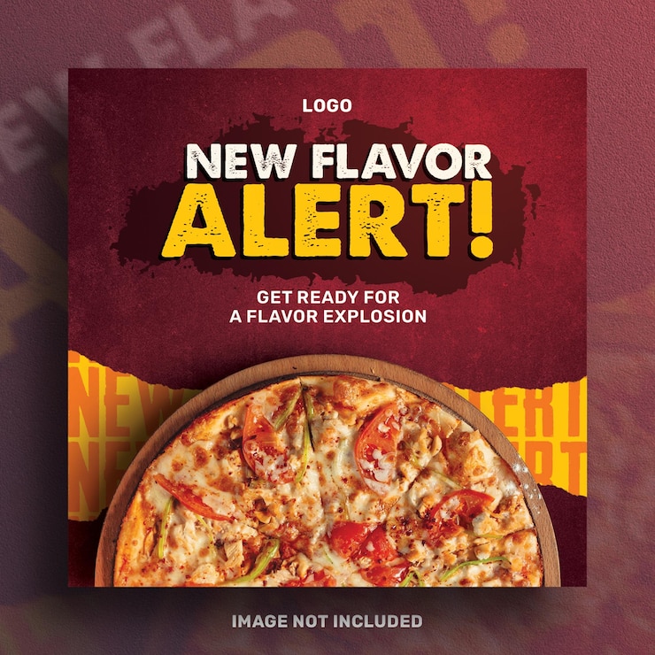 PSD gratuit nouveau modèle de conception de messages pour les médias sociaux de la pizzeria flavor alert
