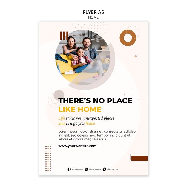 Nouveau modèle de flyer vertical à la maison avec des formes minimalistes
