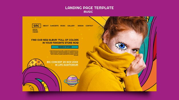 Nouveau modèle de page de destination d'album de musique
