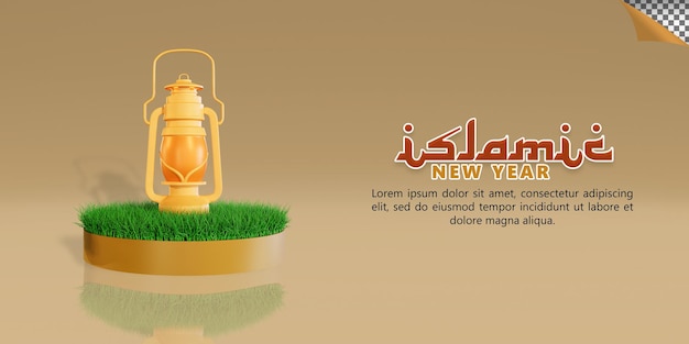 Nouvel an islamique avec illustration de rendu 3d