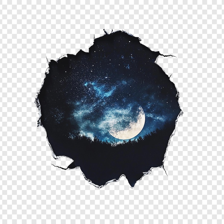 PSD gratuit une nuit céleste un paysage de rêve éclairé par la lune