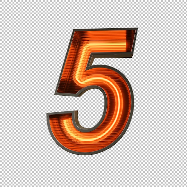 PSD gratuit numéro de néon sur fond transparent