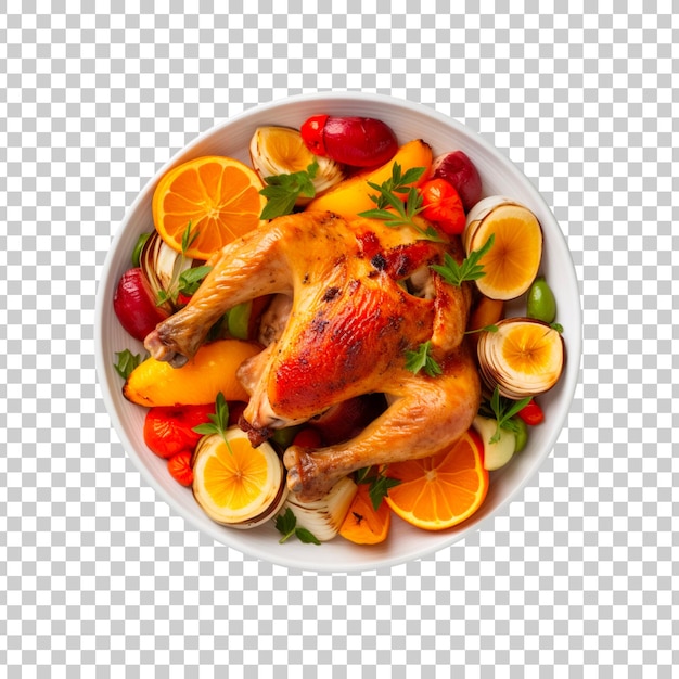 PSD gratuit oranges de poulet rôties et légumes isolés sur fond transparent