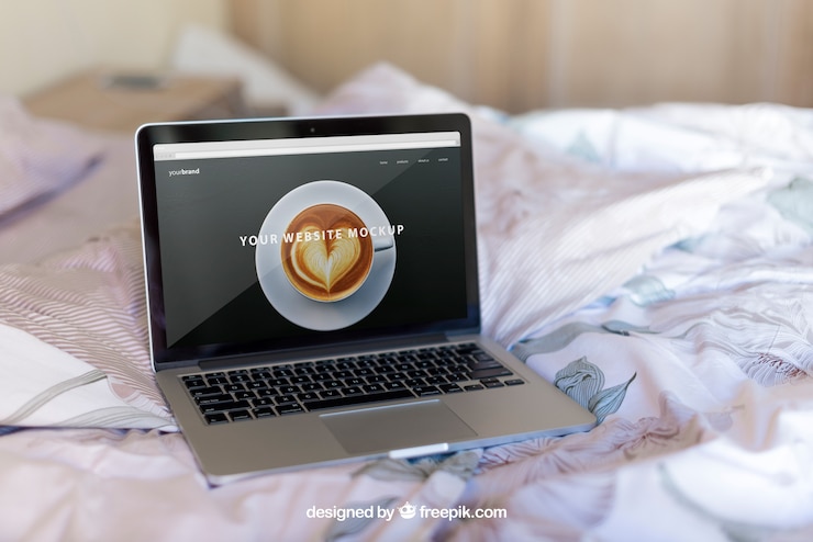 PSD gratuit ordinateur portable sur le lit