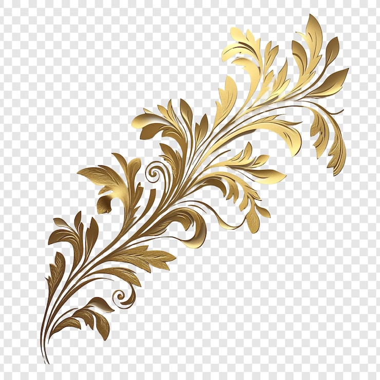 PSD gratuit ornement floral doré design élégant pour l'image de marque de luxe
