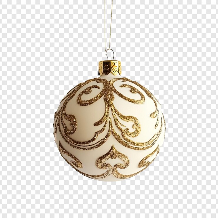 PSD gratuit ornement de noël élégant en crème et en or