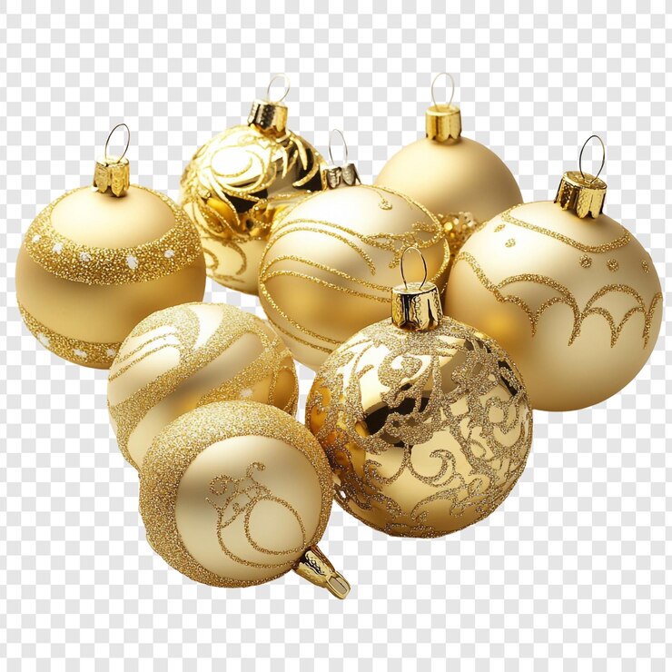 PSD gratuit ornement de noël en or une collection festive de décorations de noël étincelantes
