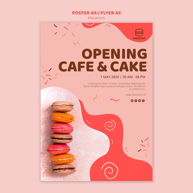 PSD gratuit ouverture de l'affiche café et gâteau