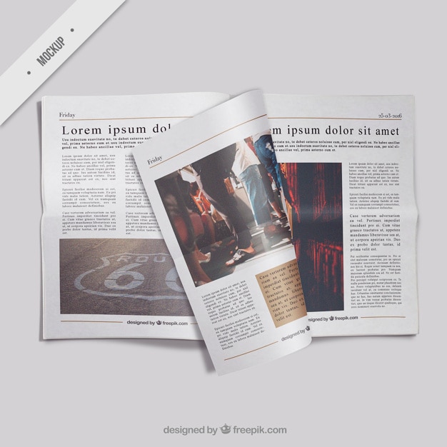 PSD gratuit ouvrir maquette de journal avec une page pliée