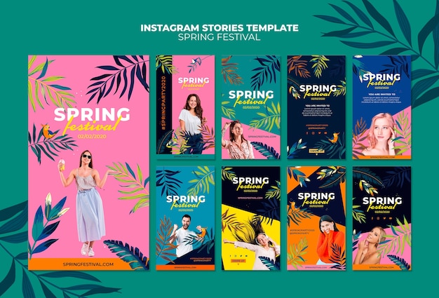 PSD gratuit pack d'histoires colorées sur instagram