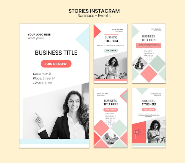 PSD gratuit pack d'histoires d'entreprise avec instagram