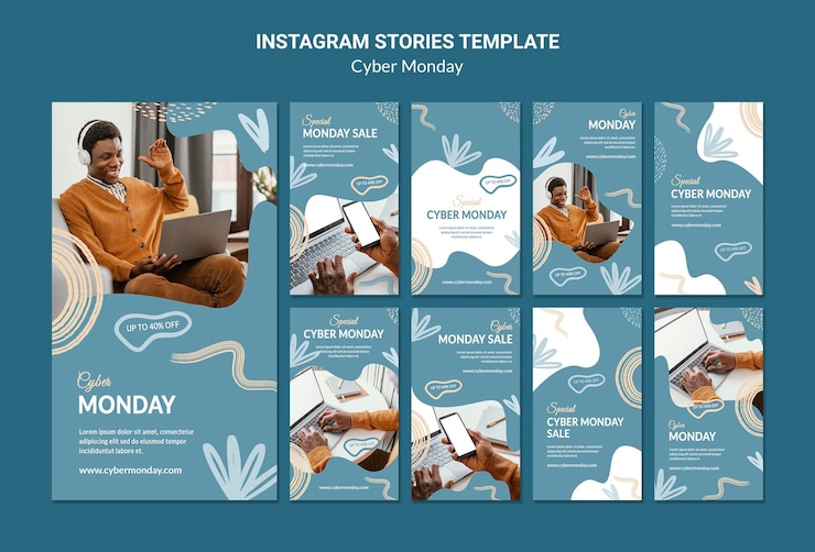 PSD gratuit pack d'histoires sur les réseaux sociaux du cyber monday