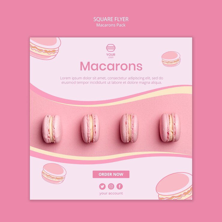 PSD gratuit pack de macarons flyer carré