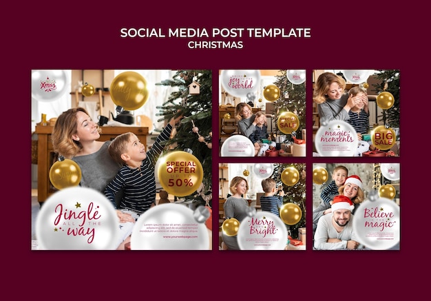 PSD gratuit pack de messages créatifs festifs de noël ig