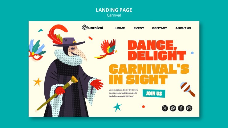 PSD gratuit page d'accueil de la célébration du carnaval