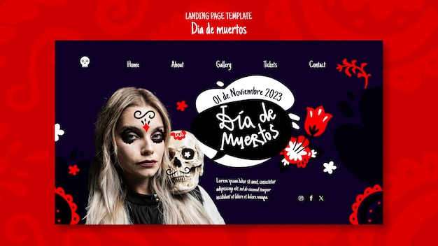 PSD gratuit page d'accueil de la célébration du dia de muertos