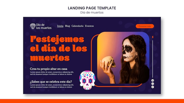 PSD gratuit page d'accueil de la célébration du dia de muertos