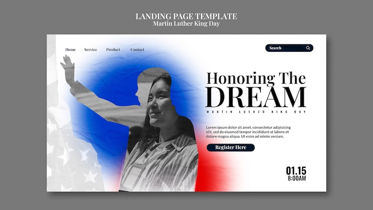 PSD gratuit page d'accueil de la célébration du jour de martin luther king