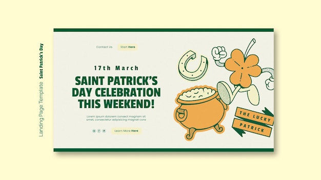 PSD gratuit la page d'accueil de la célébration du jour de saint patrick.