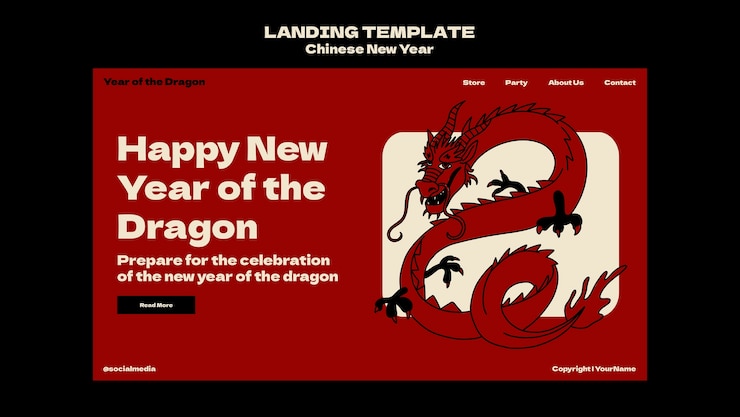 PSD gratuit page d'accueil de la célébration du nouvel an chinois