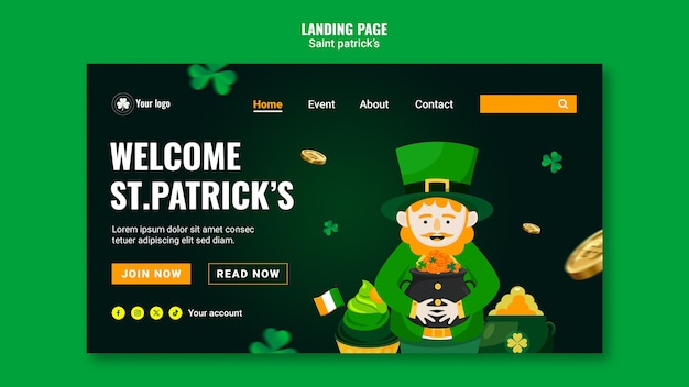 PSD gratuit page d'accueil de la célébration de la fête de saint patrick