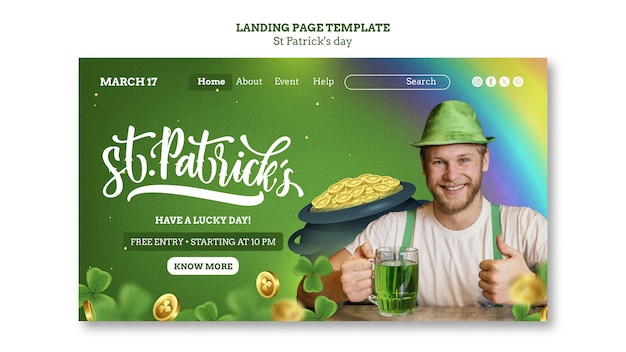 PSD gratuit page d'accueil de la célébration de la fête de saint patrick