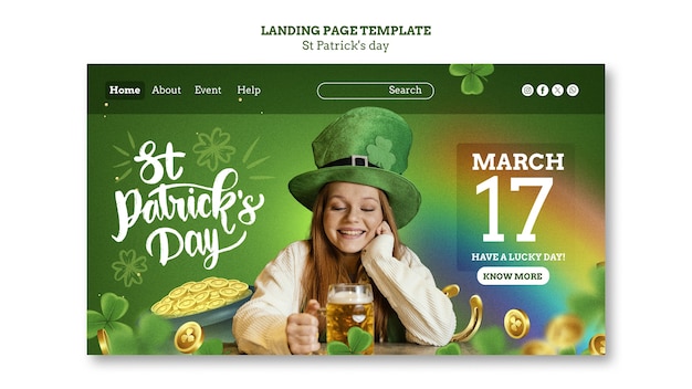 PSD gratuit page d'accueil de la célébration de la fête de saint patrick