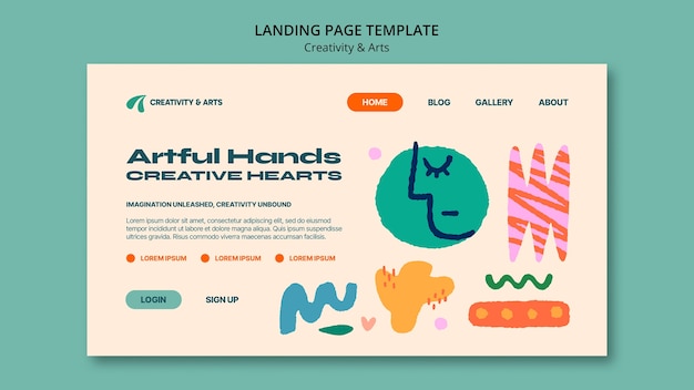 PSD gratuit page d'accueil sur la créativité et les arts du design plat
