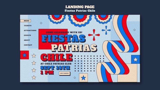 PSD gratuit la page d'accueil de flat design fiestas patrias au chili