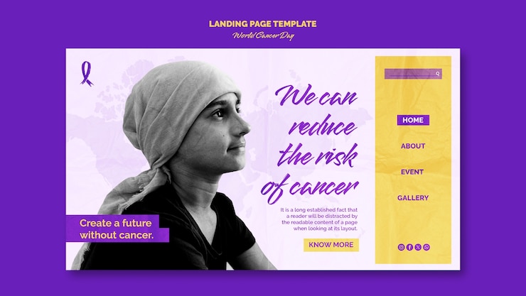 PSD gratuit page d'accueil de sensibilisation à la journée mondiale du cancer