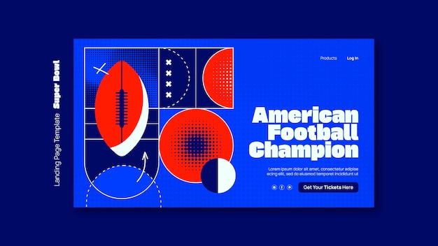 PSD gratuit page d'atterrissage de design plat du super bowl